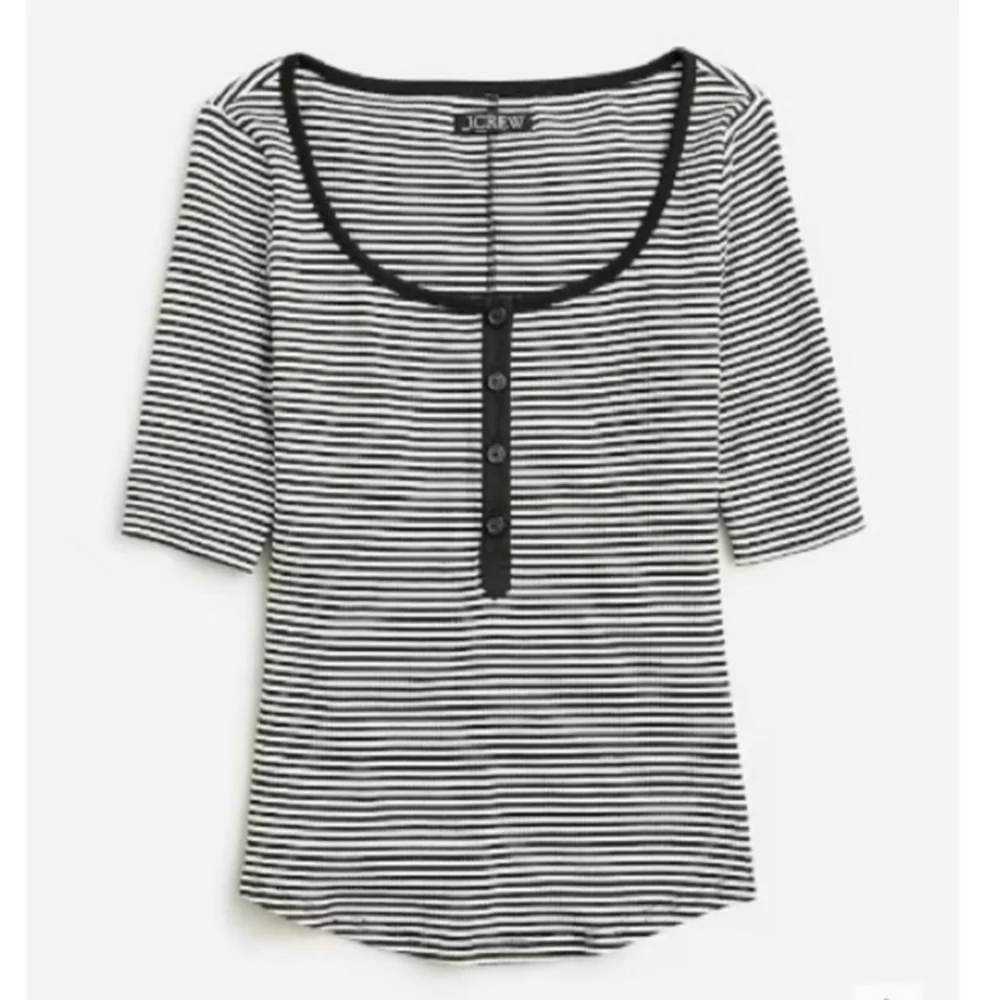 J.CREW Vintage Rib Henley‎ T-shirt in Stripe XS